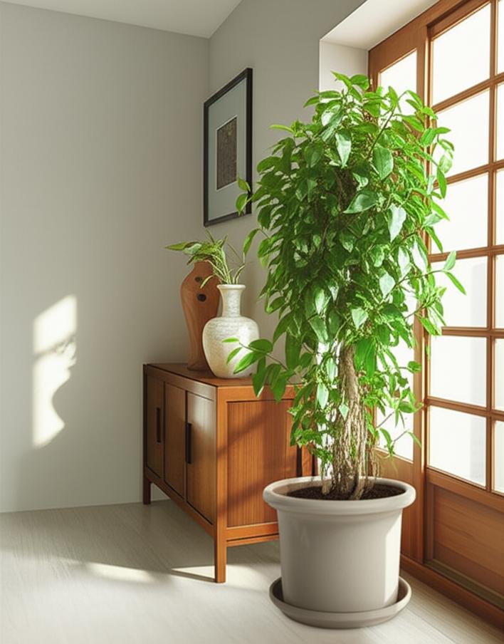 Cây Cảnh Phong Thủy: Bí Quyết Chọn Lựa Tăng Tài Lộc 2025? 1 Money Tree symbolizing prosperity in Vietnamese home.